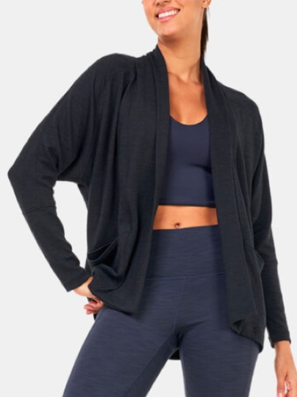 Prana Dark Teal Open Front Sunrise Wrap Cardigan, Size M